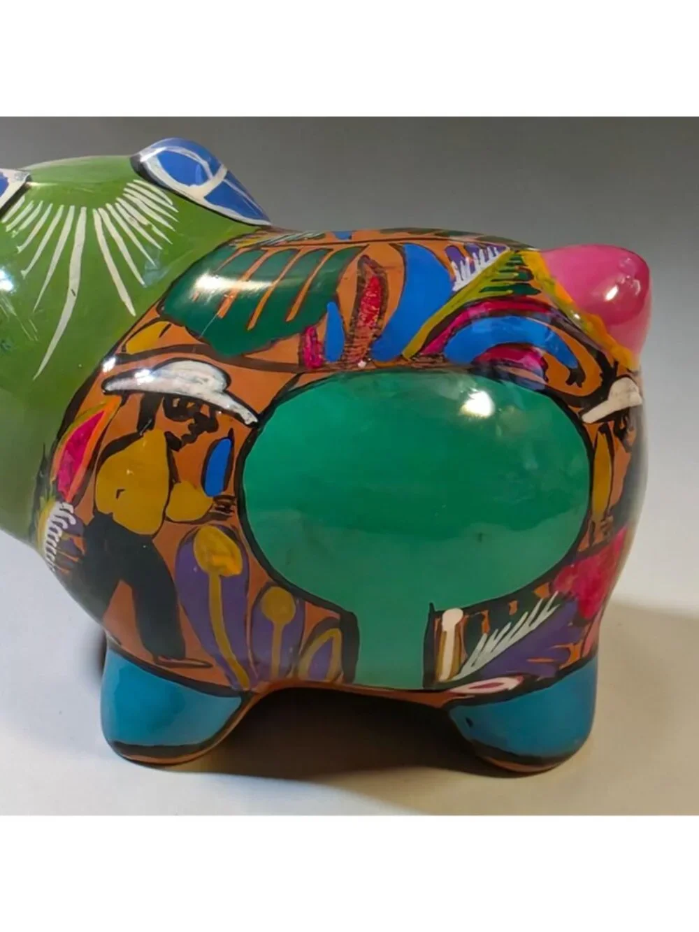 Vintage Mexican Campesino & Agave Harvest Folk Art Ceramic Pig Figurine 5